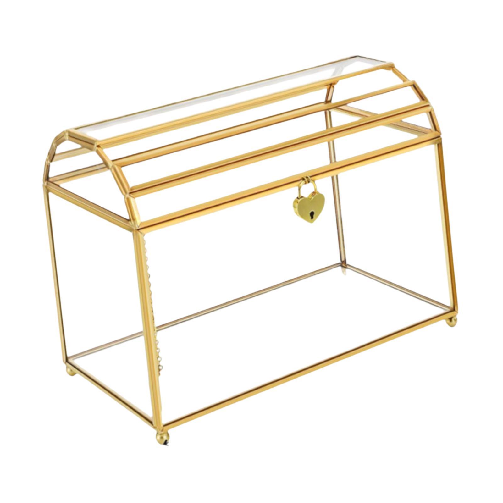 Wedding Card Box - Glas-Hochzeitskartenbox Tragbarer Tischdekoration-Aufbewahrungsbehälter Grußkarten-Organizer für Abschlussfeier,