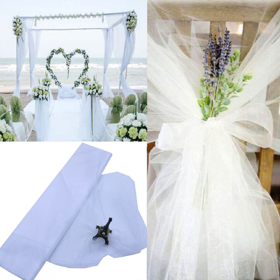 Chair Sash Organza - 10 m Hochzeitsdekoration, Tüllrolle, Kristall-Organza, transparenter