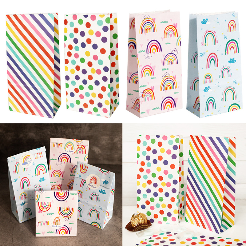 Wedding Supply.Box - Kleine Papiertüten Regenbogen bedruckt Süßigkeiten Kekstüte