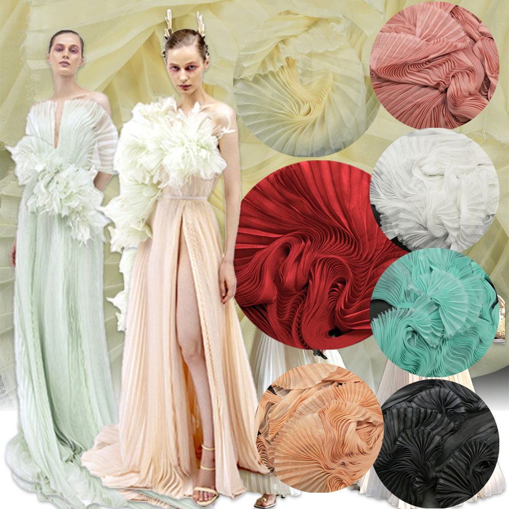 Chair Sash Organza - 145x100cm Leichter Chiffon-Organza-Plissee-Stoff mit Akkordeonfalten, fließend,
